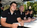 Ireland's Tony Buckley and John Hayes pose at a signing session