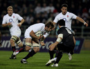 Geoff Parling  tries to bulldoze his way past Karl Lowe