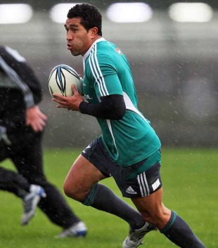 Mils Muliaina on the run ahead of his side's clash with Wales, New Zealand training session, St Peter's School, Hamilton, New Zealand, June 24, 2010