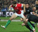 Wales' Jamie Roberts stretches the New Zealand defence