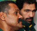 South Africa coach Peter de Villiers and lock Victor Matfield