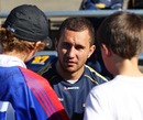 Australia's Quade Cooper chats to some young fans