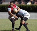 Springbok wing Gio Aplon is tackled during training