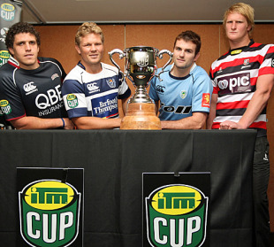 Captains pose with ITM Cup trophy, North Harbour Stadium, Auckland, New Zealand, July 23, 2010