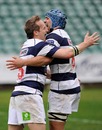 Auckland's Brent Ward is congratulated after scoring