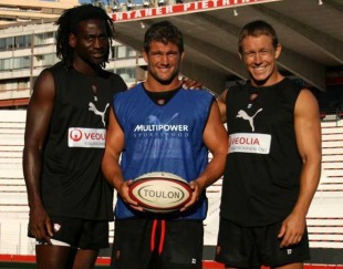 Toulon's Paul Sackey, Tom May and Jonny Wilkinson, Stade Mayol, Toulon, France, August 5, 2010