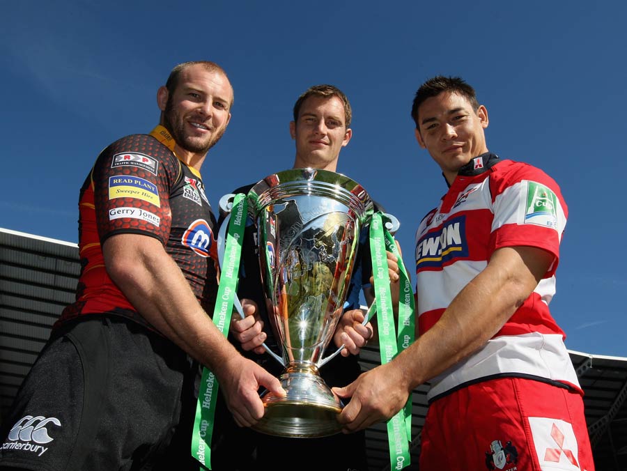 Dragons captain Tom Willis (left) poses with the Heineken Cup