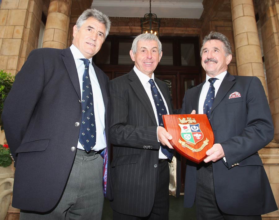 Andy Irvine and Gerald Davies with Lions boss Ian McGeechan