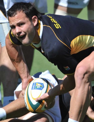 South Africa's Francois Hougaard spins the ball in training, Springboks training session, Hyde Park High School, Johannesburg, South Africa, August 16, 2010