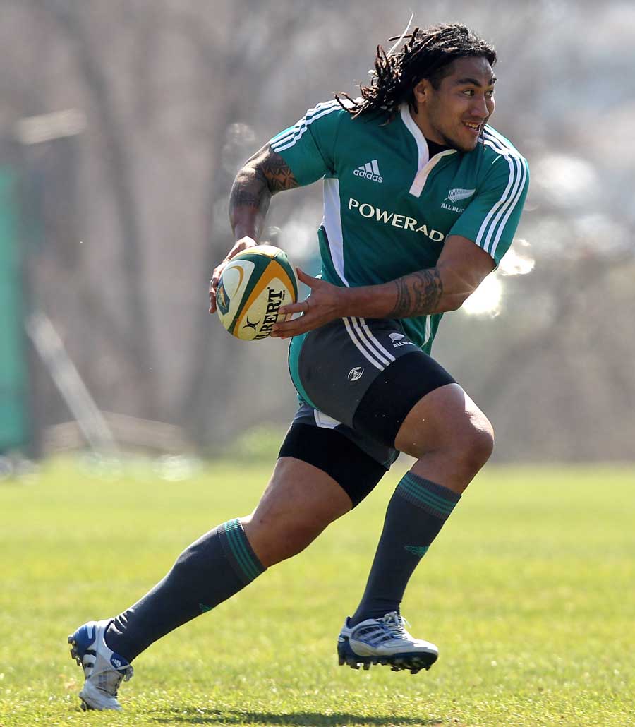 New Zealand's Ma'a Nonu injects some pace into a drill