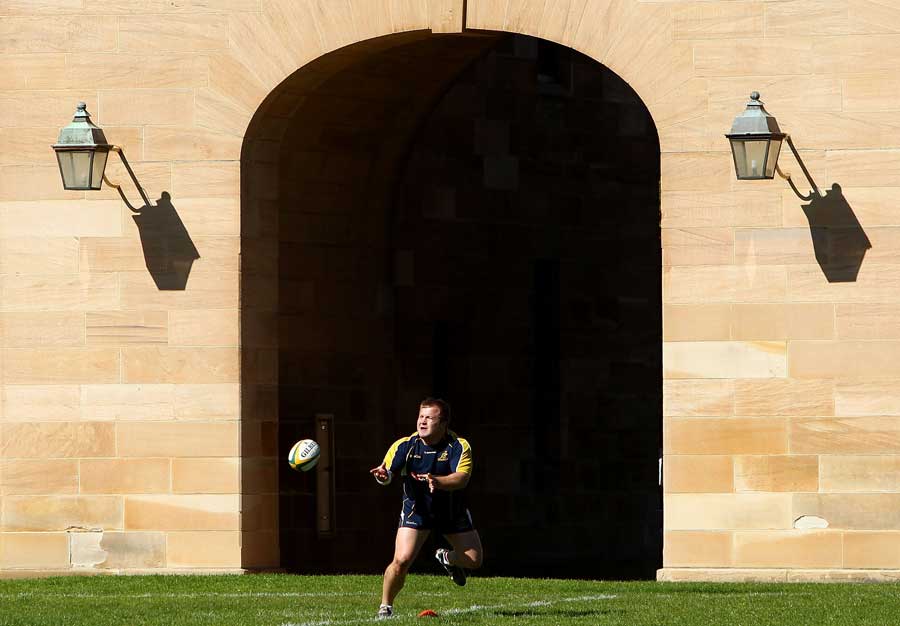 Australia's Benn Robinson passes the ball
