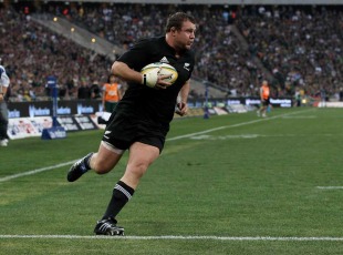 All Black prop Tony Woodcock runs around to score, South Africa v New Zealand, Tri-Nations, FNB Stadium, Soweto, South Africa, August 21, 2010