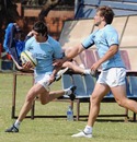 Springbok centre Jaque Fourie breaks past Frans Steyn during training