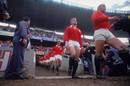 Brian Moore and Dai Young lead the Lions out