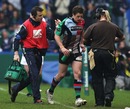 Harlequins' Tom Williams walks off with a blood injury
