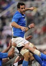 Italy's Josh Sole competes at a lineout