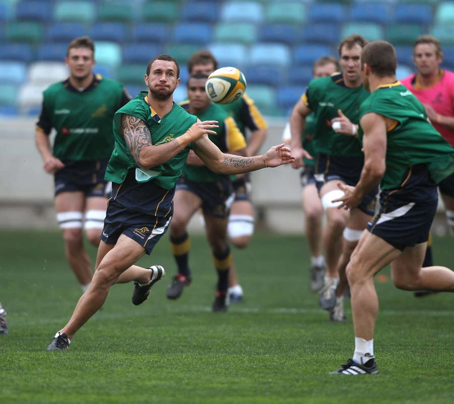 Quade Cooper in action during a Wallabies training session