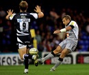 Newcastle's Jeremy Manning attempts a drop goal