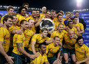 Australia celebrate claiming the Nelson Mandela Plate after victory over South Africa