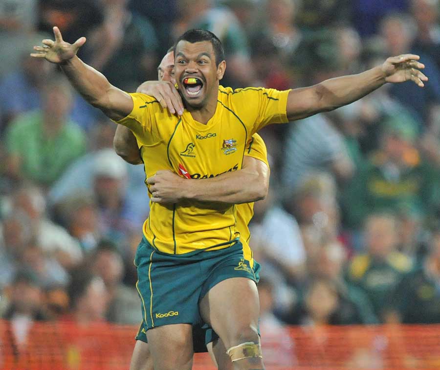 Australia's Kurtley Beale celebrates his match-winning penalty