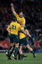 Australia's Adam Ashley-Cooper leads the celebrations following Kurtley Beale's match-winning penalty