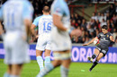 Toulouse fly-half Nicolas Bezy kicks a penalty