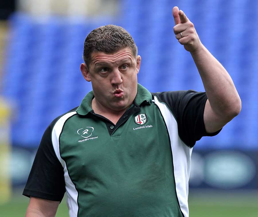 London Irish boss Toby Booth offers some instruction
