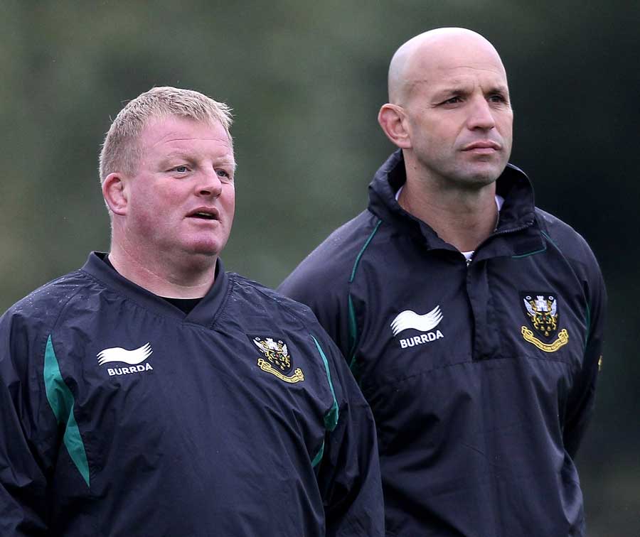 Northampton coach Dorian West and director of rugby Jim Mallinder