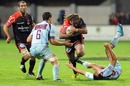 Toulon centre Gabirieli Lovobalavu attacks a gap