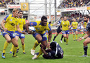 Clermont wing Napolioni Nalaga tries to break free of a tackle