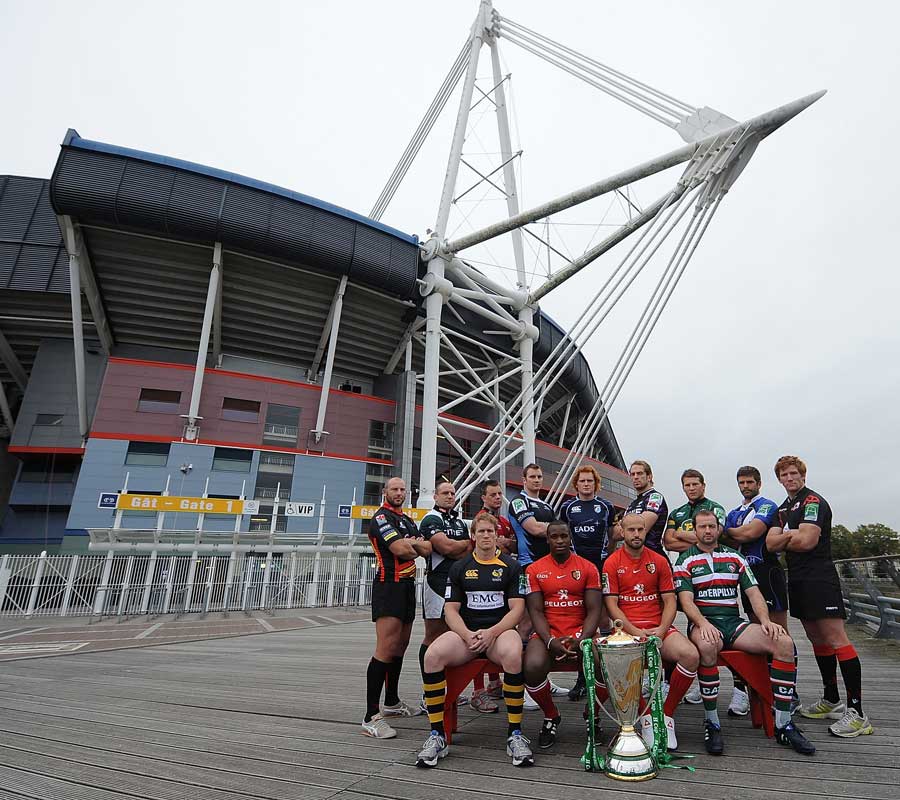 The competing captains pose with the Heineken Cup