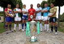 The captains of the French Heineken Cup sides pose with the trophy
