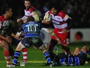 Gloucester's Lesley Vainikolo takes the attack to Bath