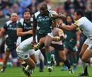 London Irish winger Topsy Ojo stretches the Leeds defence