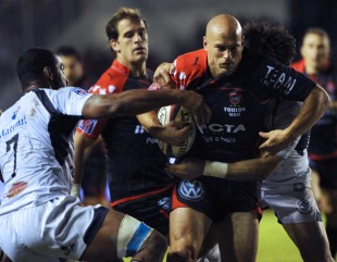 Toulon's Felipe Contepomi vies with Castres's Steve Malonga, Toulon v Castres, French Top 14, Mayol Stadium, Toulon, October 1, 2010