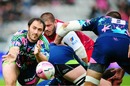 Scrum-half Julien Dupuy unleashes the ball to his backs 