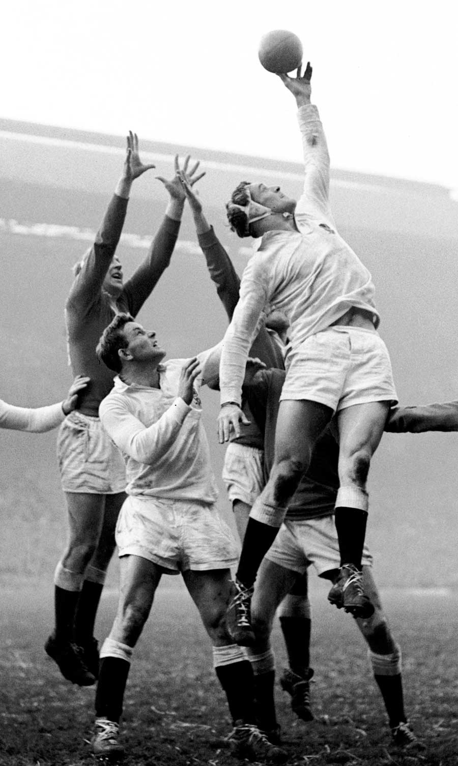 England's David Marques claims a lineout