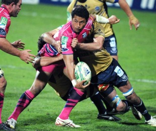 Cardiff Blues' Casey Laulala looks to off-load the ball, Castres v Cardiff Blues, Heineken Cup, Stade Pierre Antoine, Castres, France, October 15, 2010