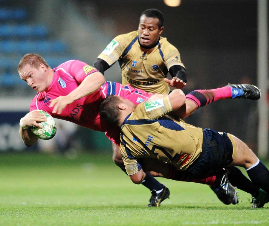 Cardiff Blues' Gethin Jenkins is tackled