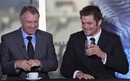 Former All Black Grant Fox shares a joke with current captain Richie McCaw