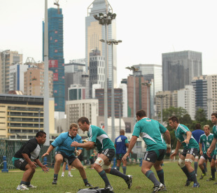 The All Blacks forwards train in Hong Kong, New Zealand training session, Happy Valley Racecourse, Hong Kong