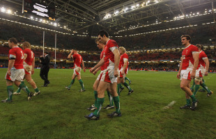 Wales' dejected players leave the pitch, Wales v Australia, Millennium Stadium, Cardiff, Wales, November 28, 2009