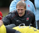 England captain Lewis Moody barks some orders in training