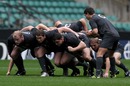 England pack down during training