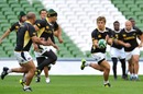 Patrick Lambie releases the ball to his support runners during training