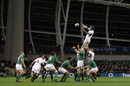 Victor Matfield claims the lineout under the lights of the Aviva Stadium