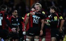 Saracens flanker Justin Melck is congratulated after scoring