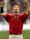 Wales' Scott Quinnell celebrates victory