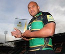 Northampton's Soane Tonga'uiha poses with the Player of the Month award