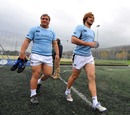 Frans Steyn and Coenie Oosthuizen amble across to training
